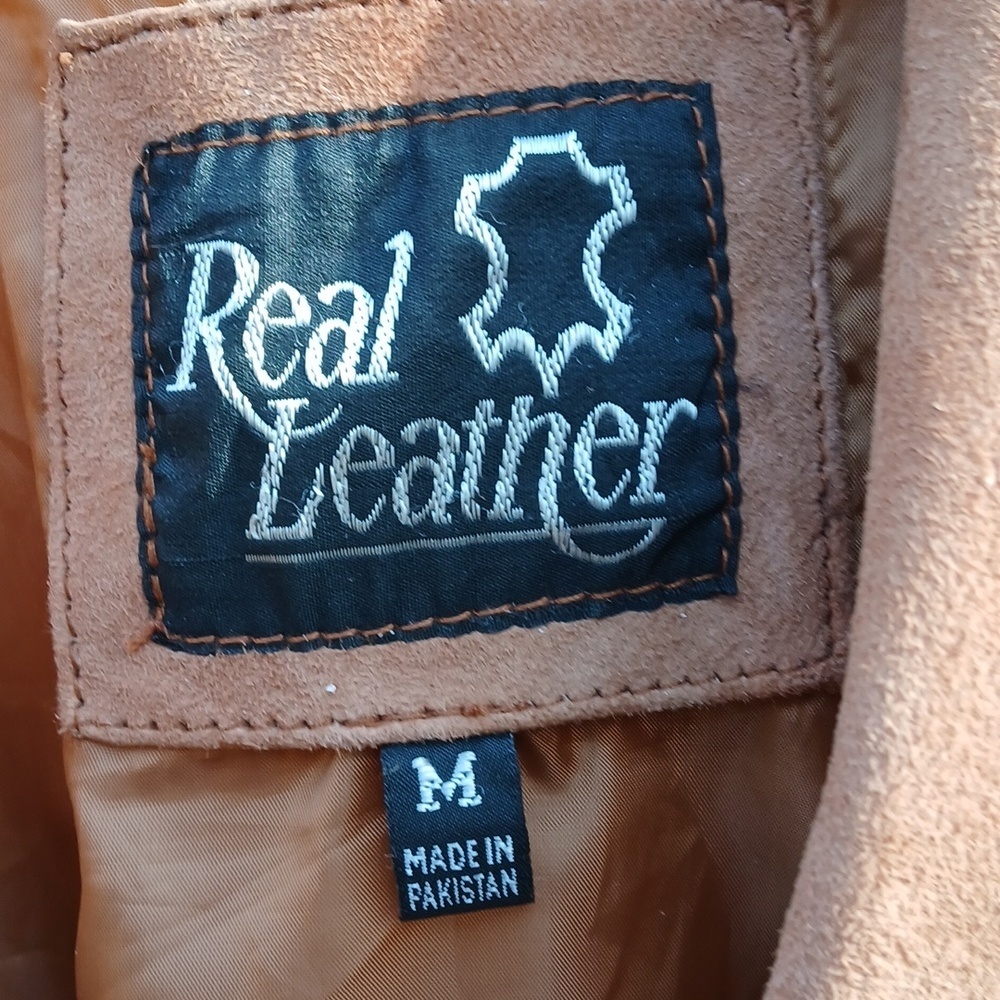 REAL LEATHER SUEDE FRINGE JACKET SZ M - Picture 3 of 12